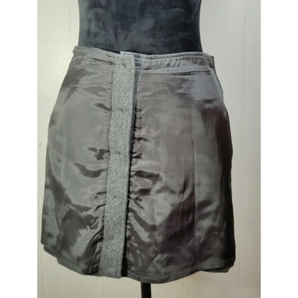 J. Crew‎ Gray Wool cashmere Blend Button Front A-Line Skirt Size 10 professor